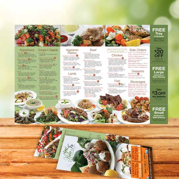Chicago Menu To Go Design, 3 fold, green and white with picture