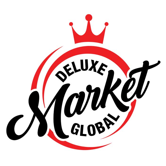 Menus and Photos Delux Global Market Logo Design, Red and Black branding