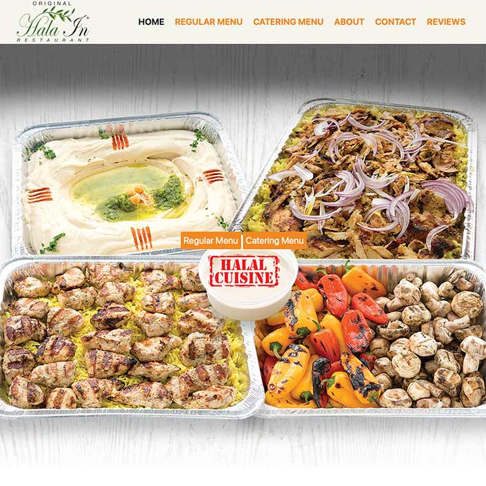 menus and photos website design for Hala In Restaurant