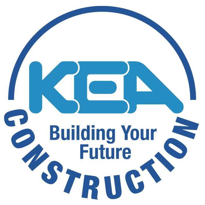Menus and Photos KEA Construction Logo Design Blue branding