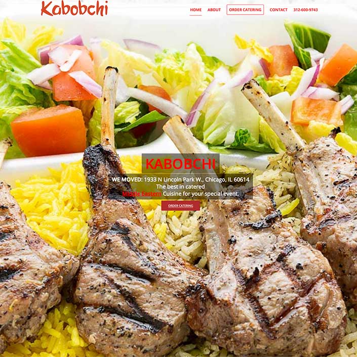 menus and photos website design for Kabobchi restaurant home page