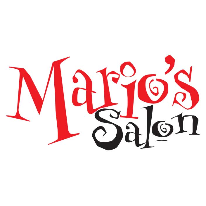 Menus and Photos Marios Salon Logo Design Brown and pink branding