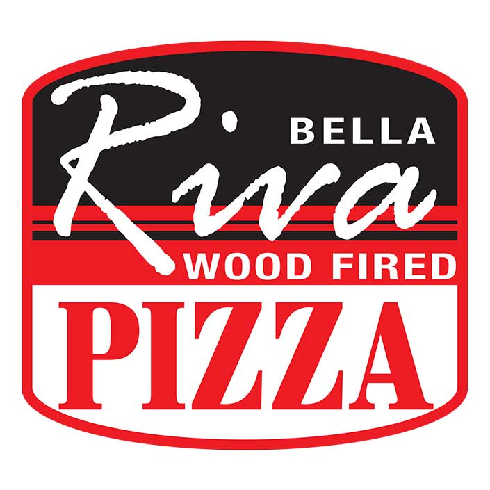 Menus and Photos Riva Pizza Logo Design Black and green branding