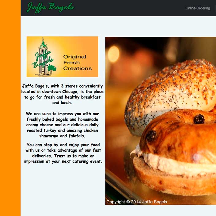 menus and photos website design Jaffa Bakery