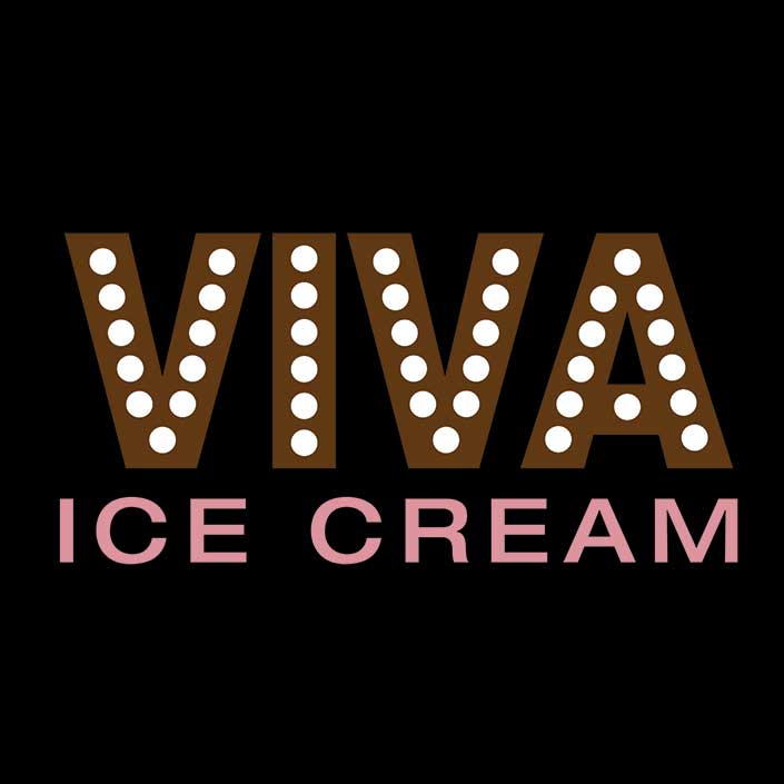Menus and Photos Viva Ice Cream Logo Design Brown and pink branding